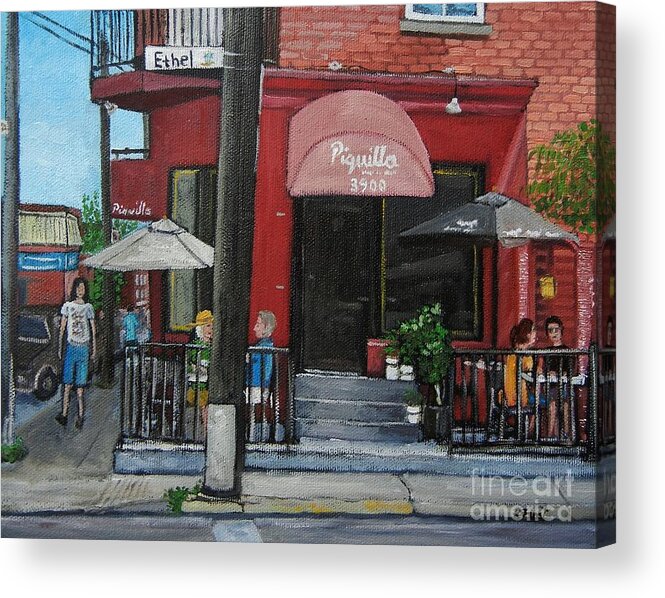 Verdun Acrylic Print featuring the painting Bistro Piquillo in Verdun by Reb Frost