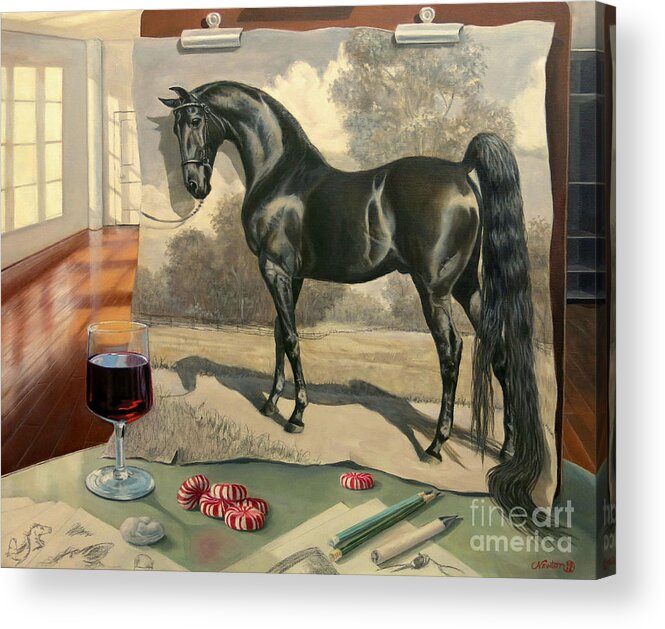 American Saddlebred Acrylic Print featuring the painting Black Magic by Jeanne Newton Schoborg