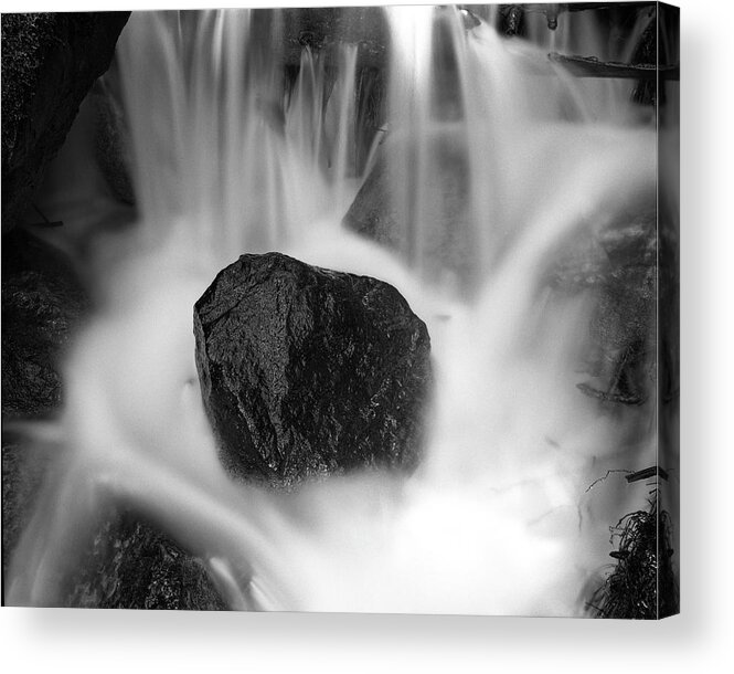 Black Rock Acrylic Print featuring the photograph Black Rock and Water Yosemite by Joe Palermo