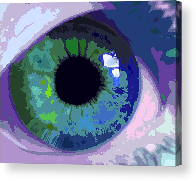 Multicolor Acrylic Print featuring the digital art Blue Eye Abstract by Deborah Smith