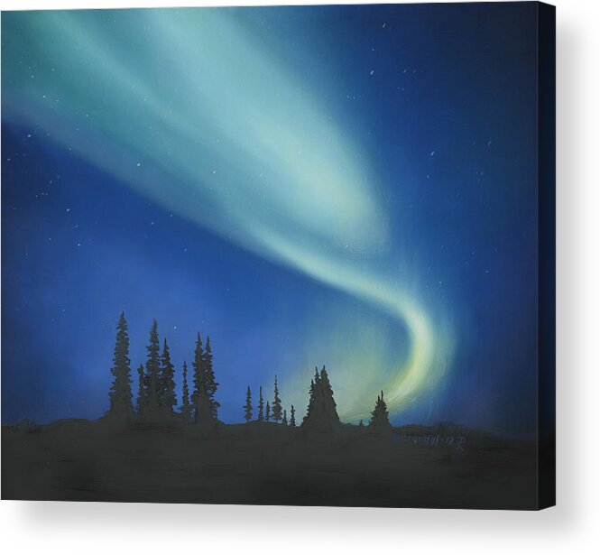 Northern Lights Acrylic Painting - Blue Green & Gold – Ahmarelle