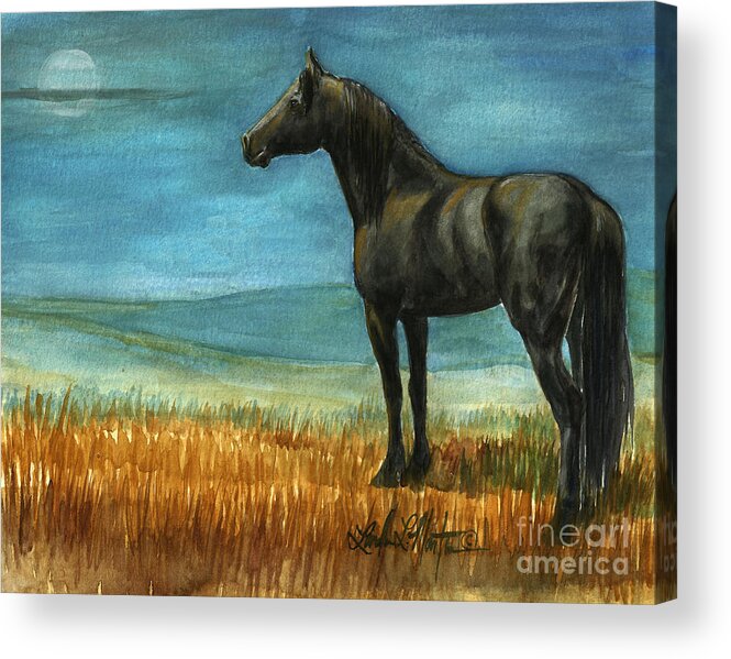  Wild Horses Acrylic Print featuring the painting Blue Moon by Linda L Martin