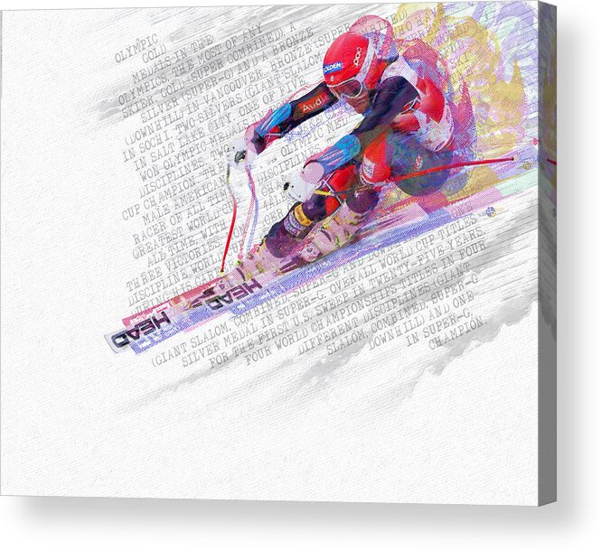 Bode Miller Acrylic Print featuring the painting Bode Miller And Statistics by Tony Rubino