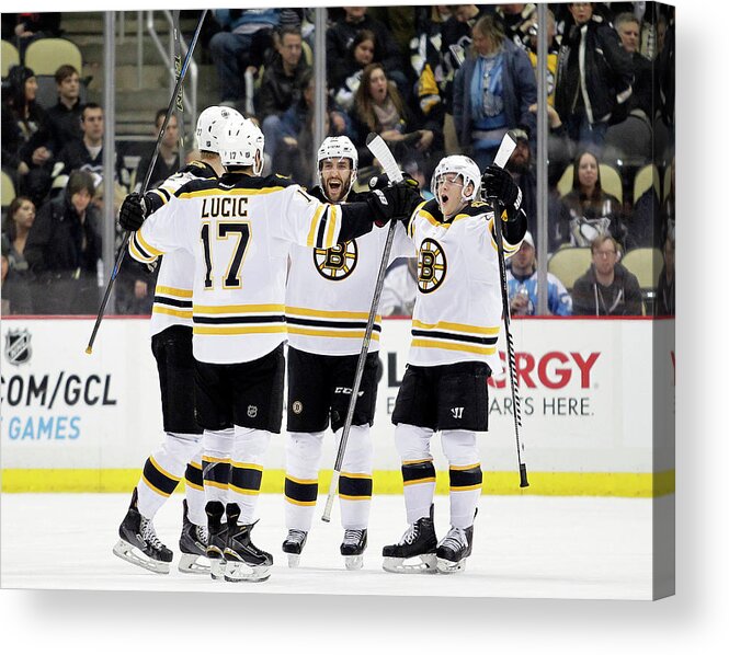 National Hockey League Acrylic Print featuring the photograph Boston Bruins V Pittsburgh Penguins by Justin K. Aller