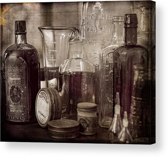Antique Acrylic Print featuring the photograph Bottles and Tins by Wayne Meyer