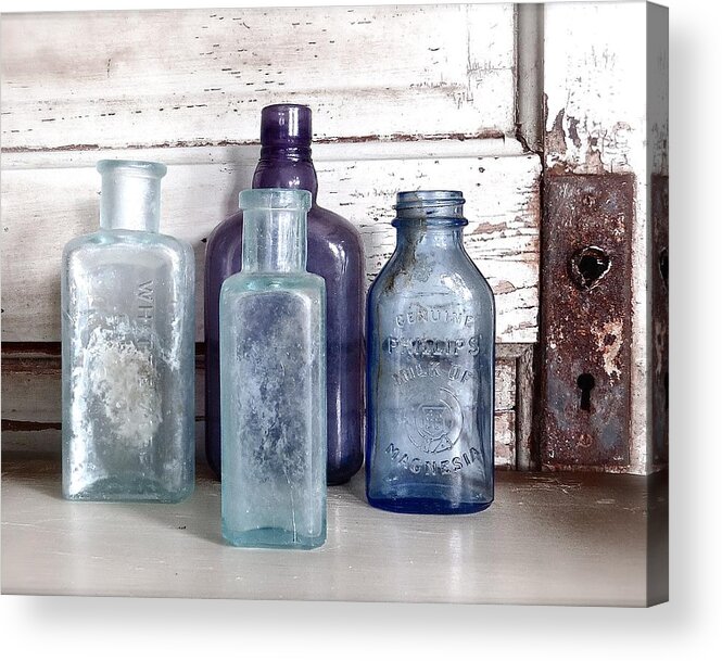 Old Bottles Acrylic Print featuring the photograph Bottles by Angie Mahoney
