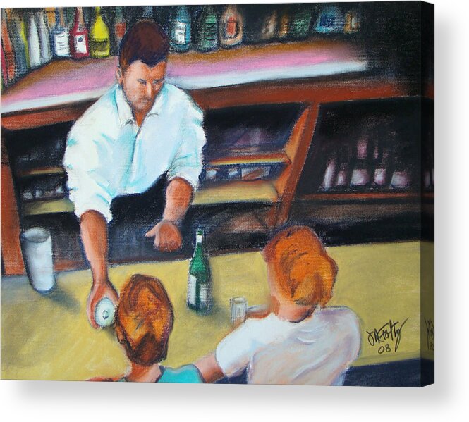 Bar Scenes Acrylic Print featuring the painting Bottoms Up Girls by Michael Foltz