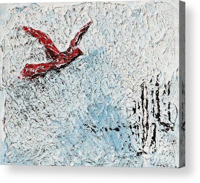 Cardinal Acrylic Print featuring the painting Bound To Fly by Alys Caviness-Gober