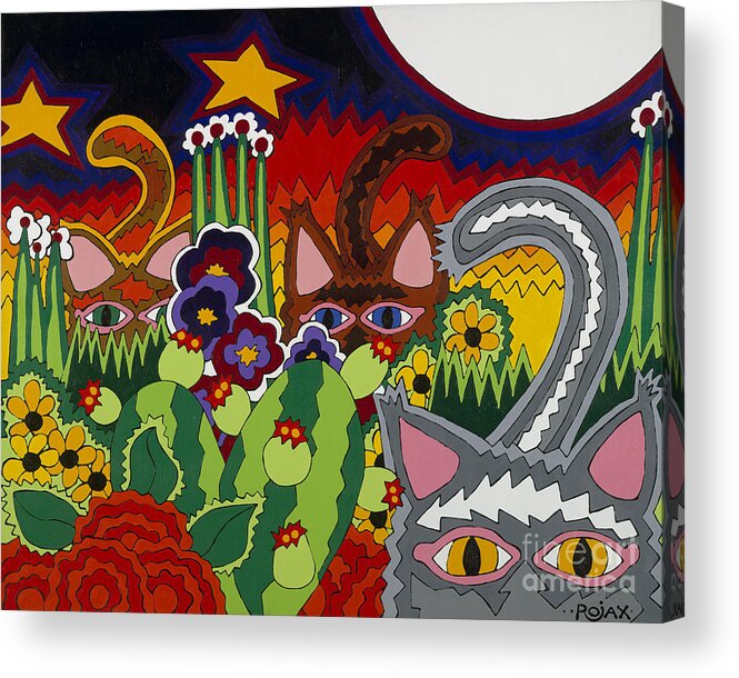 Cats Acrylic Print featuring the painting Boys Night Out by Rojax Art