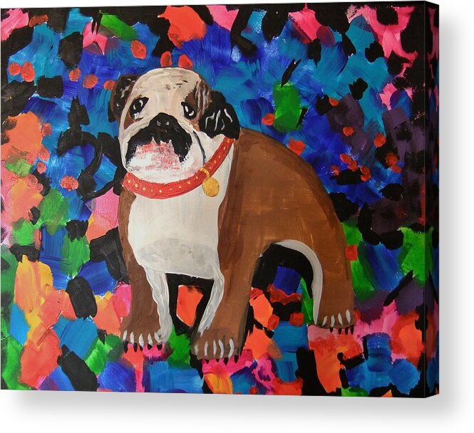 Bulldog Acrylic Print featuring the painting Bulldog Abstract by Ryan Griswold