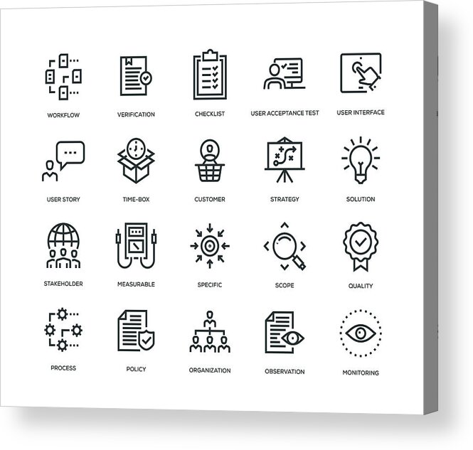 Plan Acrylic Print featuring the drawing Business Analysis Icon Set by Enis Aksoy
