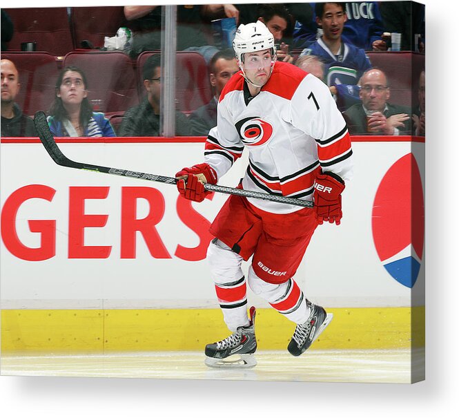 People Acrylic Print featuring the photograph Carolina Hurricanes V Vancouver Canucks by Jeff Vinnick