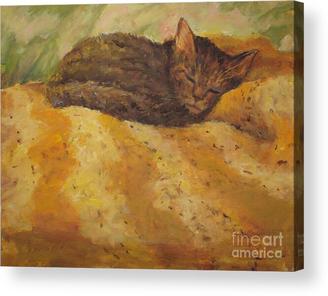 Pets Acrylic Print featuring the painting Cat Nap by Joan Coffey