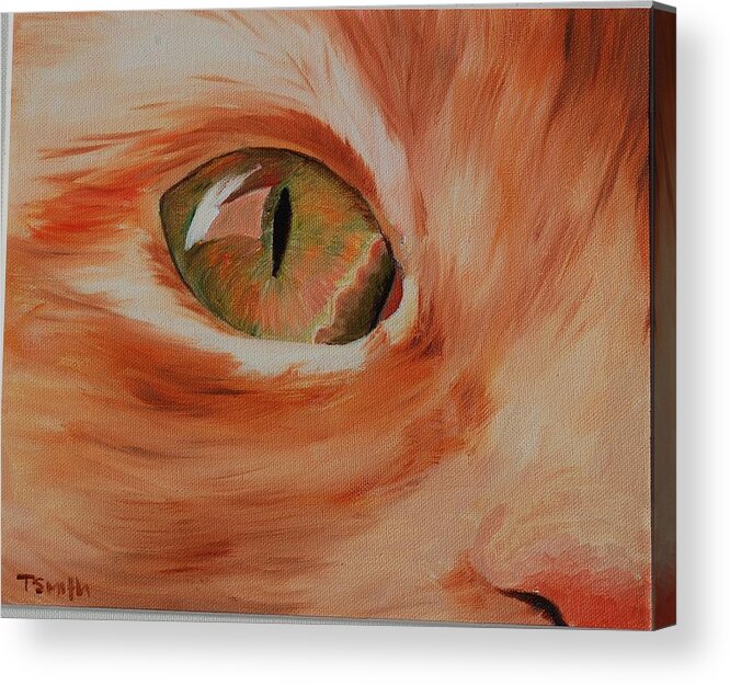 Cat Acrylic Print featuring the painting Cat's Eye by Teresa Smith