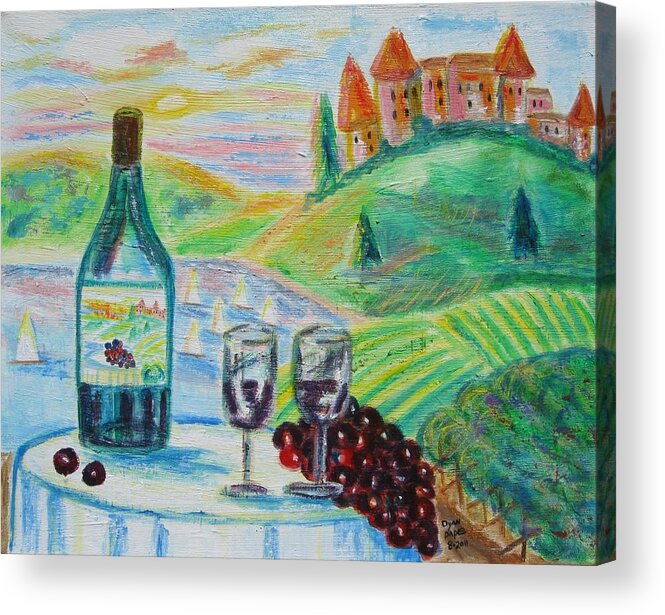 Chateau Acrylic Print featuring the painting Chateau Wine by Diane Pape