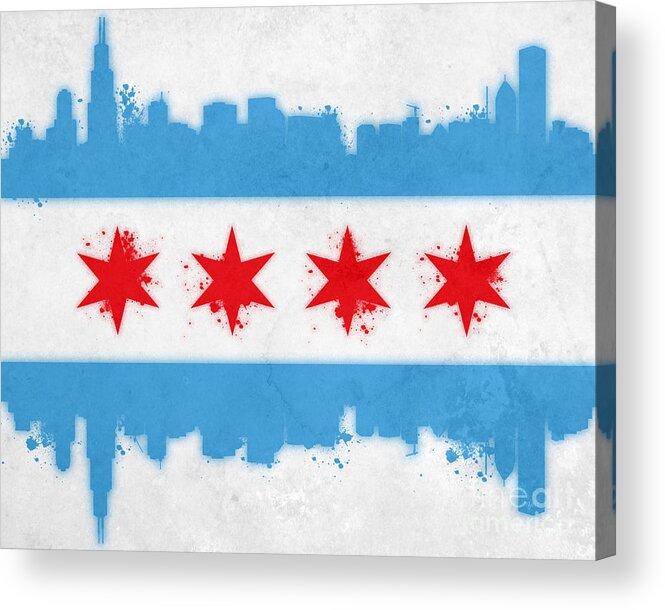 Chicago Acrylic Print featuring the painting Chicago Flag by Mike Maher
