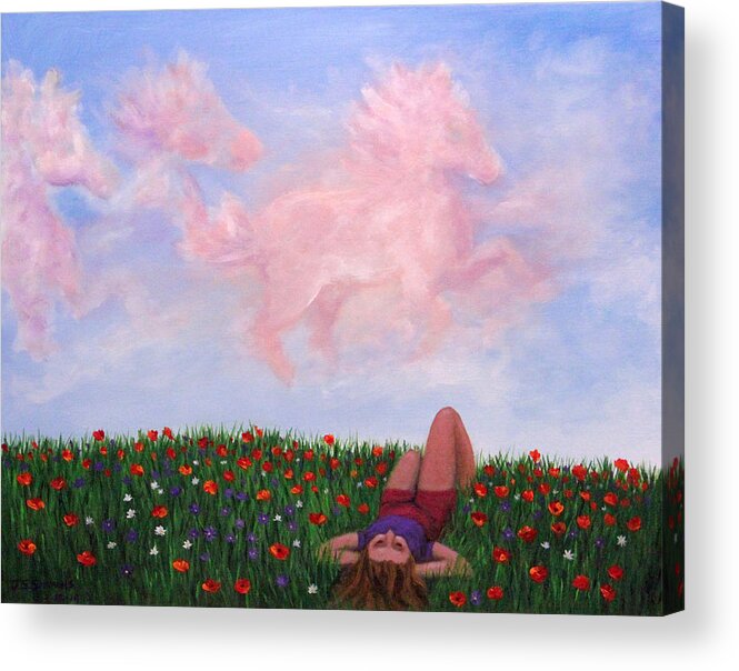 Clouds Acrylic Print featuring the painting Childhood Day Dreams by Janet Greer Sammons
