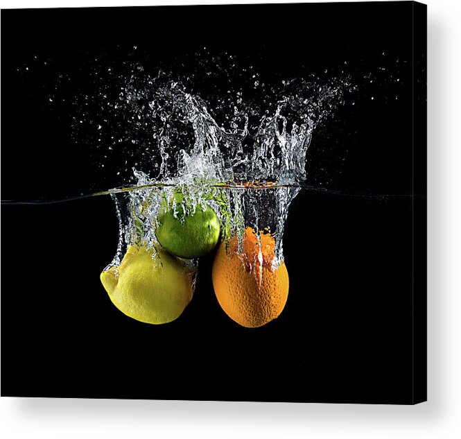 Splash Acrylic Print featuring the photograph Citrus Splash by Mogyorosi Stefan