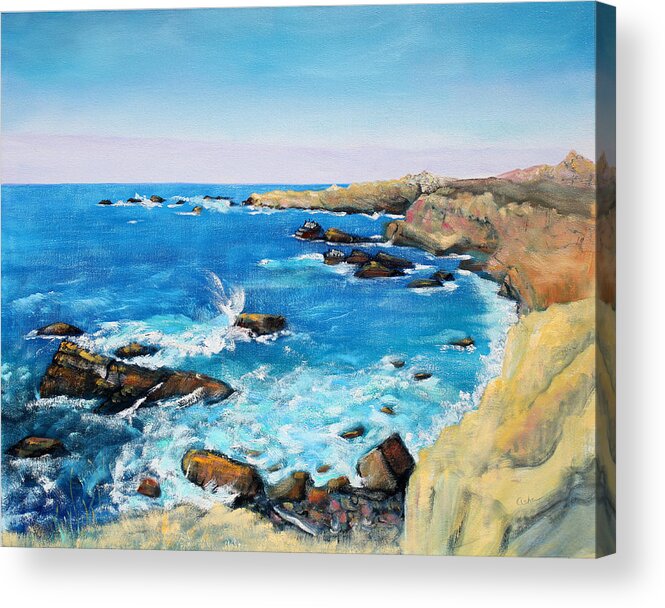 Seascape Painting Acrylic Print featuring the painting Cliffs at Gerstle Cove California by Asha Carolyn Young