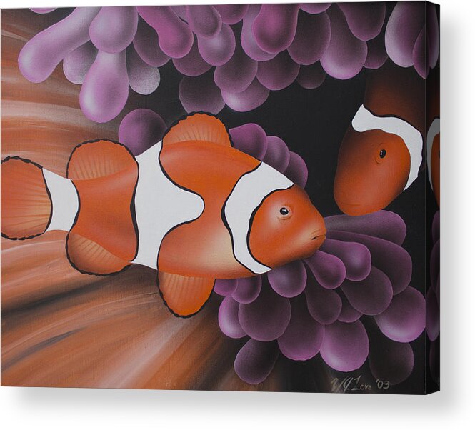 Clown Fish Acrylic Print featuring the painting Clowns by William Love