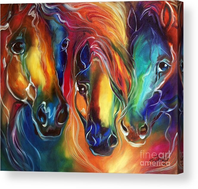 Abstract Acrylic Print featuring the painting Color My World With Horses by Marcia Baldwin