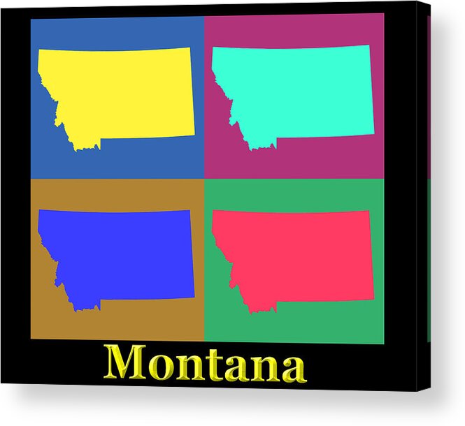 Montana Acrylic Print featuring the photograph Colorful Montana State Pop Art Map by Keith Webber Jr
