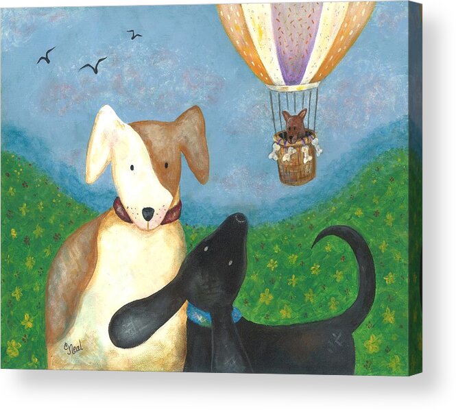 Dog Acrylic Print featuring the painting Company Coming by Carol Neal