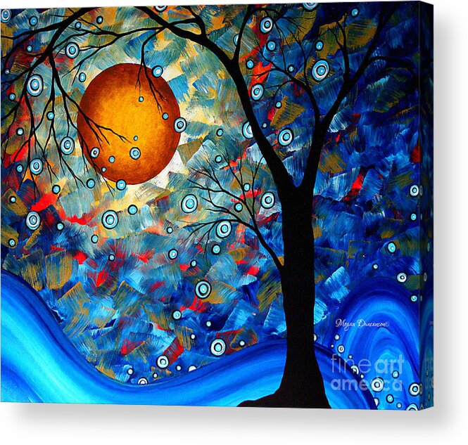 Abstract Acrylic Print featuring the painting Contemporary Modern Art Original Abstract Landscape Painting Blue Essence by Megan Duncanson by Megan Aroon