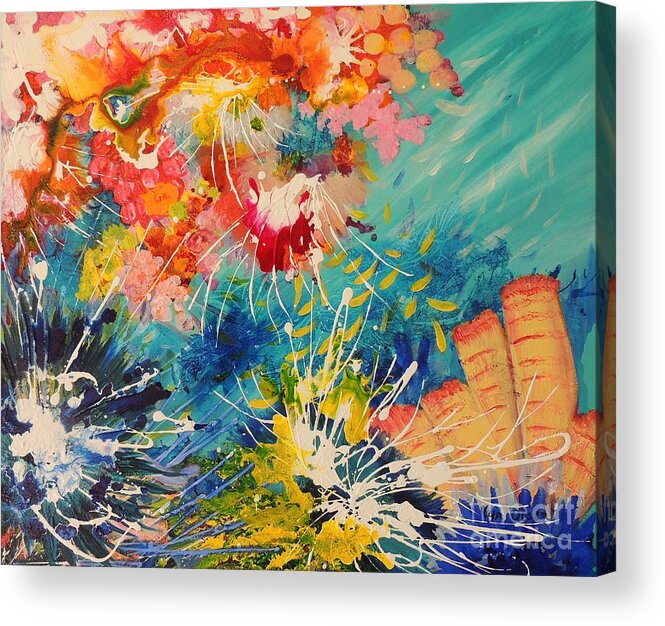 Coral Acrylic Print featuring the painting Coral Madness by Lyn Olsen