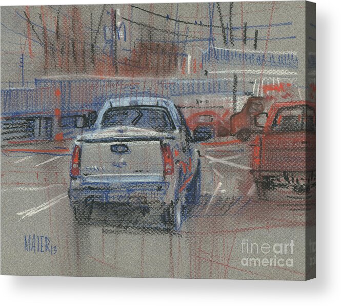 Truck Acrylic Print featuring the painting Couple of Chevys by Donald Maier