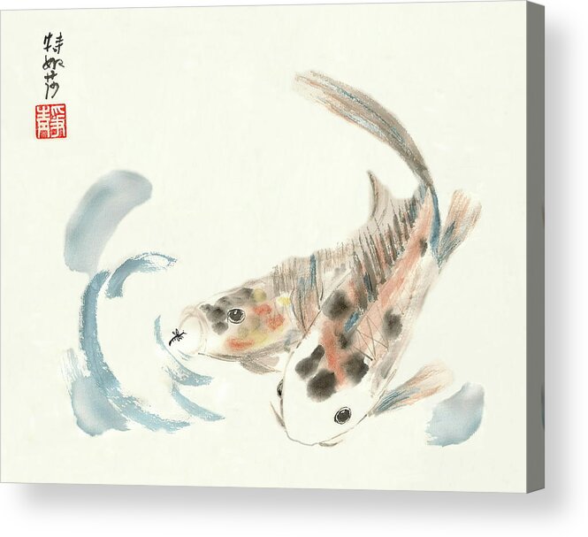 Coy Acrylic Print featuring the painting Coy Koi by Terri Harris