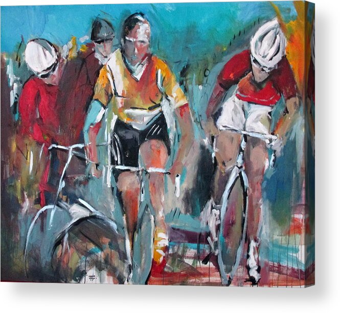 Cycling Acrylic Print featuring the painting Cycling Trinity by John Gholson