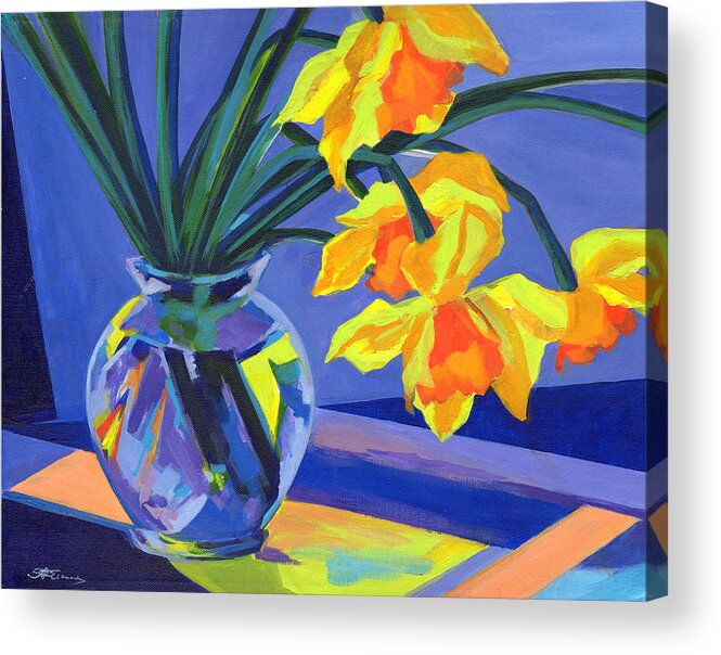 Tanya Filichkin Acrylic Print featuring the painting Daffodil Geometry by Tanya Filichkin
