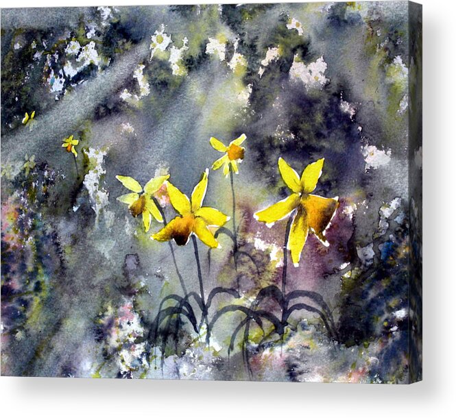Glenn Marshall Artist Acrylic Print featuring the painting Daffodils of Hope by Glenn Marshall