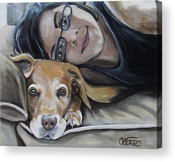 Portraits Acrylic Print featuring the painting Daisy and Melissa by Melissa Torres