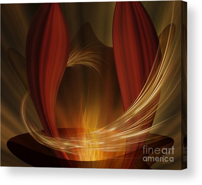 Floating Acrylic Print featuring the digital art Dances with fire by Johnny Hildingsson