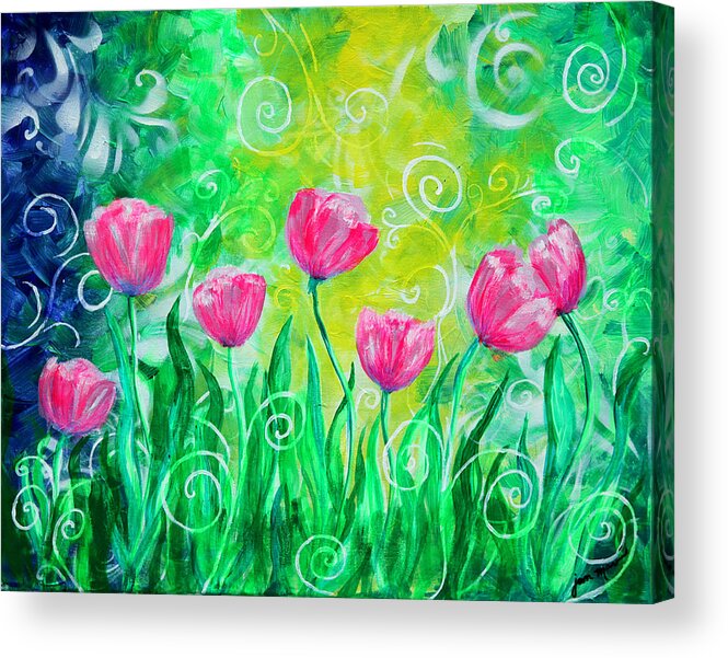 Tulips Acrylic Print featuring the painting Dancing Tulips by Jan Marvin