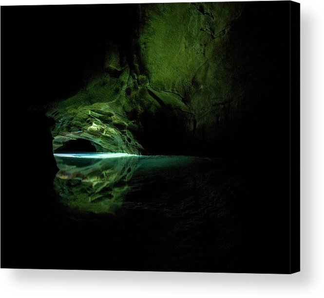 Scenics Acrylic Print featuring the photograph Deep Underground Cave Exploration by Matjaz Slanic