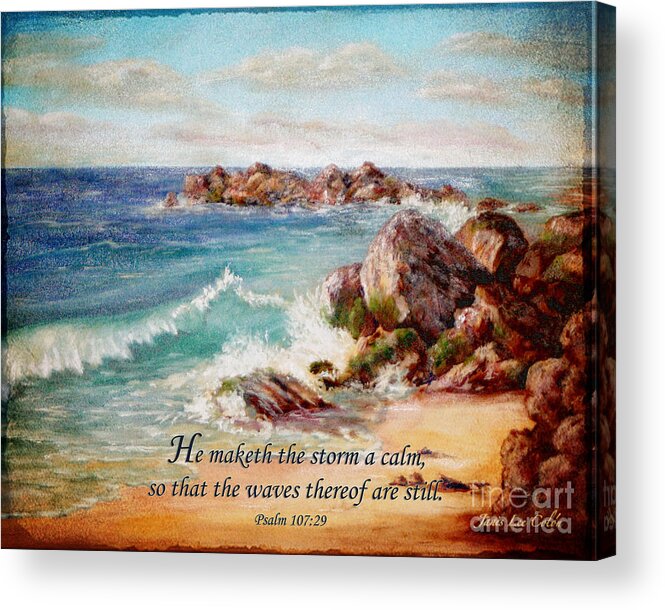 Ocean Acrylic Print featuring the painting Deerfield Wave Psalm 107 by Janis Lee Colon