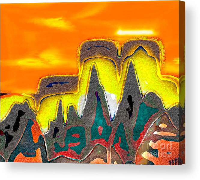 Abstract Acrylic Print featuring the digital art Desert Mountain Abstract by Dee Flouton