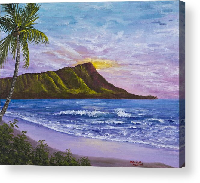 Hawaii Acrylic Print featuring the painting Diamond Head by Darice Machel McGuire