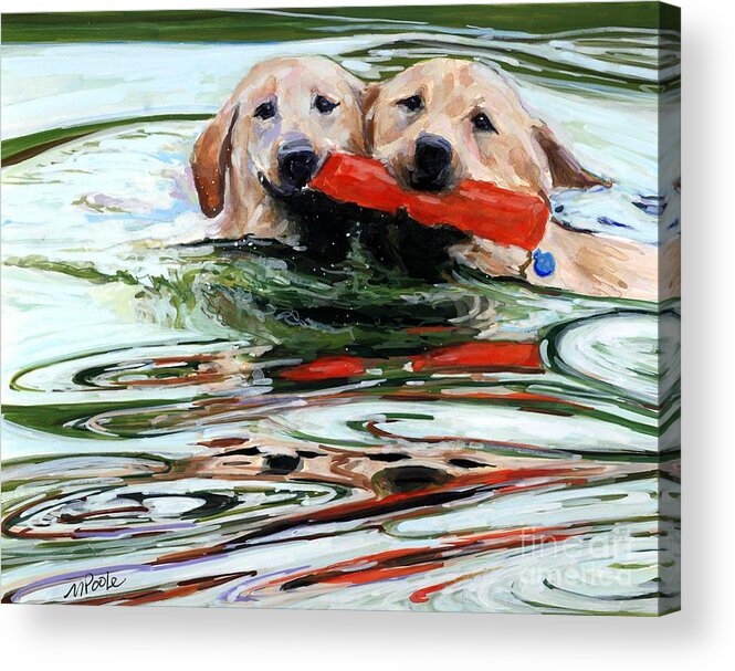 Yellow Labrador Retriever Acrylic Print featuring the painting Doublemint by Molly Poole