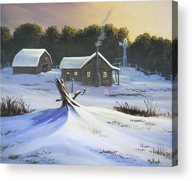 Sunset Acrylic Print featuring the painting Early Snow by Jack Malloch