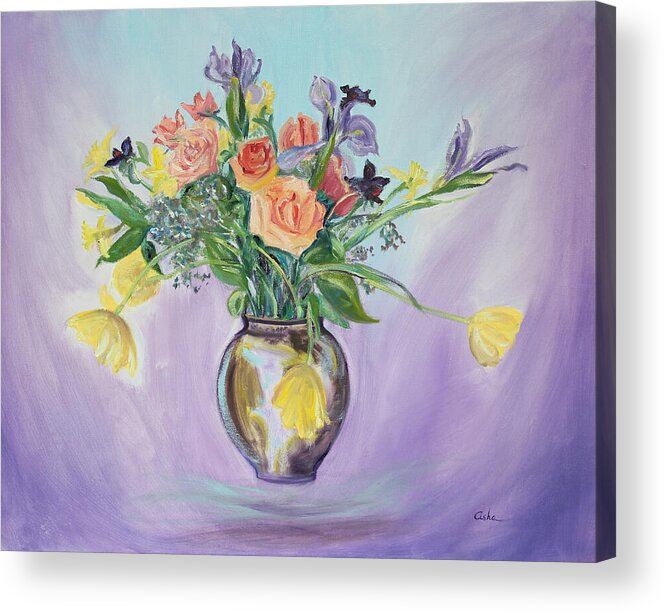 Floral Painting Acrylic Print featuring the painting Early Spring Bouquet by Asha Carolyn Young