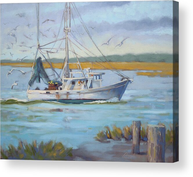 Boat Acrylic Print featuring the painting Edisto Shrimp Boat by Todd Baxter