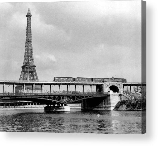 Retro Images Archive Acrylic Print featuring the photograph Eiffel Tower Behind Bridge. by Retro Images Archive