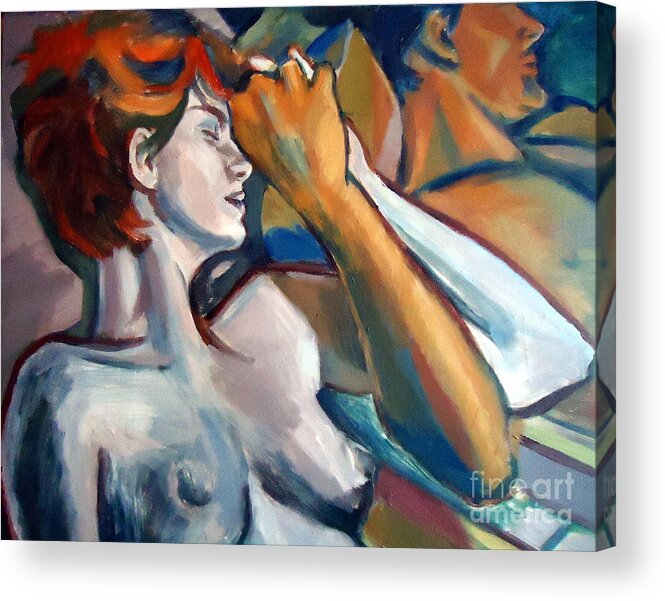 Nude Figures Acrylic Print featuring the painting Empathy by Helena Wierzbicki