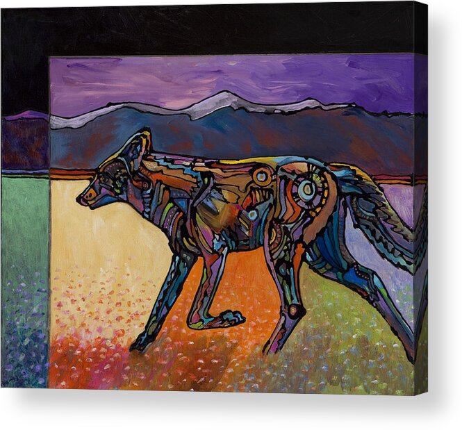 Coyote Art Acrylic Print featuring the painting End of a Long Day by Bob Coonts
