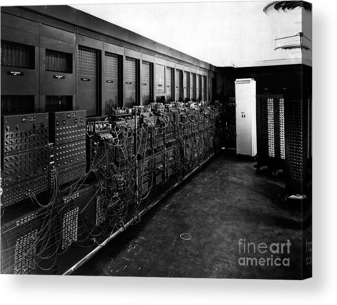 B&w Acrylic Print featuring the photograph Eniac Computer by US Army