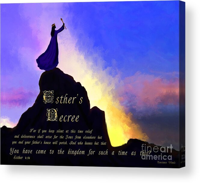 Esther Art Acrylic Print featuring the painting Esther's Decree by Constance Woods